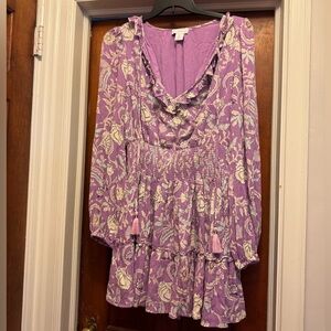House of Harlow Purple Smocked Paisley Dress